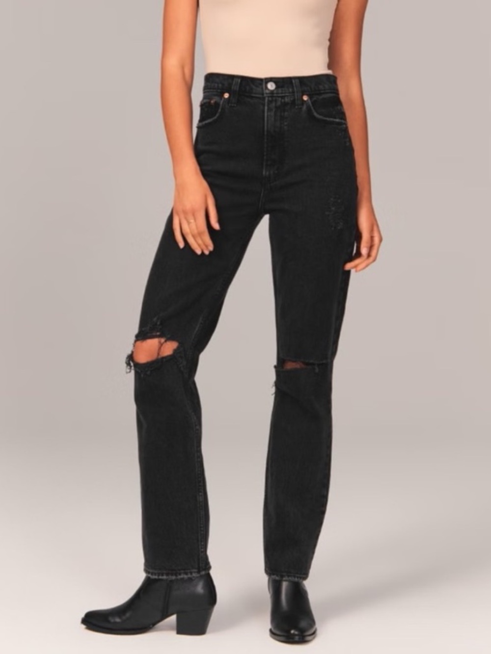 Abercrombie Fitch 90s Straight Jeans 26 Short Petite Ultra High Rise Black